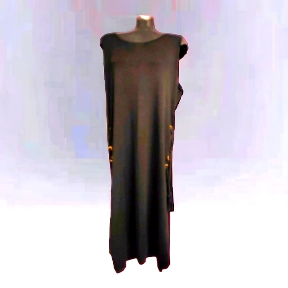 NWT Ashley Stewart black long knitted dress slit lace up sides, Size 18/20 US - Picture 1 of 11